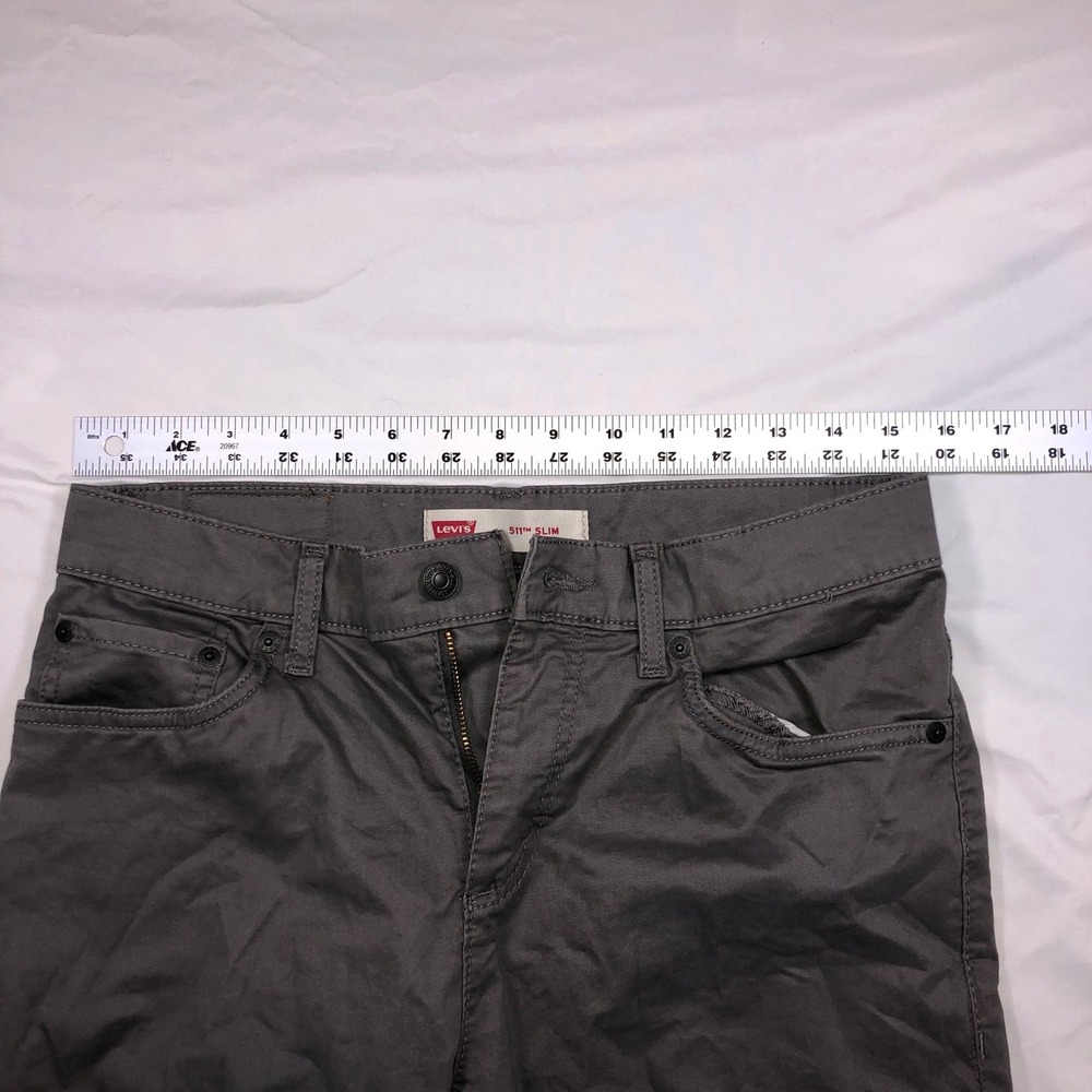 Levis 511 Slim Gray Chino Pants Mens 29x29 Charcoal Five Pocket Casual Trousers - Picture 9 of 13